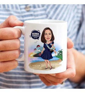 Kişiye Özel Hawaii Kızı Karikatürlü Bardak