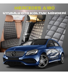 Mercedes A180 Antrasit Renk Tay Tüyü Cepli & Terletmez Sırtlı Oto Koltuk Minder Seti - Koltuk Koruma Kılıfı (ÖN & ARKA TAM SET)