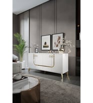 Art Konsol Mdf Mebran Kapak Beyaz Gold