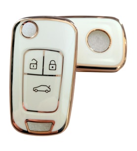 Opel Astra J Insignia Chevrolet Cruze Uyumlu Nano Kumanda Anahtar Kılıfı Oto Anahtarlık Beyaz Gold