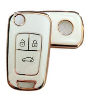 Opel Astra J Insignia Chevrolet Cruze Uyumlu Nano Kumanda Anahtar Kılıfı Oto Anahtarlık Beyaz Gold