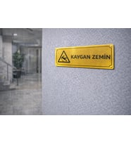Kaygan Zemin Gold Metal Uyarı Levhası 5x20 cm – Site & Apartman