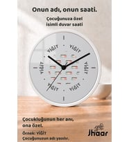 İsme Özel Renkli Minibüs Desenli Çocuk Odası Duvar Saati Orta Boy 30 cm Beyaz Camlı Sessiz