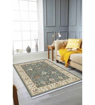 Yeşil Çerçeveli Dokuma Pamuk Taban Kaymaz Kilim KLM026