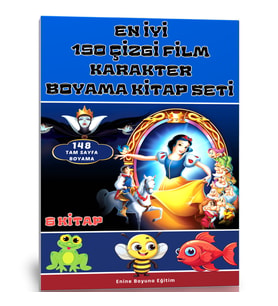 En İyi 150 Çizgi Film Karakterleri Boyama Kitap Seti (6 Kitap)