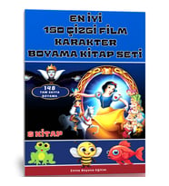En İyi 150 Çizgi Film Karakterleri Boyama Kitap Seti (6 Kitap)