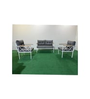 2+1+1 Beyaz profil Balkon-bahçe-kafe- Çay Seti-koltuk Takımı-oturma Grubu-ofis Koltuğu (Gri)