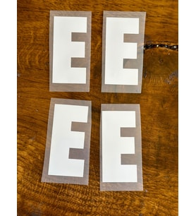 7X3 CM 4 ADET ÜTÜ İLE YAPIŞAN E HARFİ TRANSFER BASKI ARMA