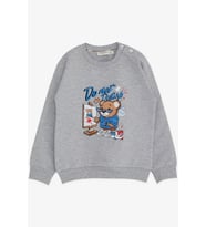 Erkek Bebek Pamuklu Do Not Disturb Sweatshirt (Gri)