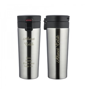Wings Stainless Steel İsme Özel Çelik Termos 500ml.  304 Paslanmaz Çelik - Kaydırmaz Taban - Kilitli Kapak - Hava Çıkışlı - Sızdırmaz (Karışık)
