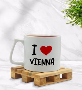 BK Gift I Love Vienna Tasarımlı Middle Beyaz Kupa Bardak