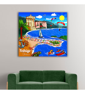 Fethiye Ölü Deniz Tasarımlı Kanvas Tablo