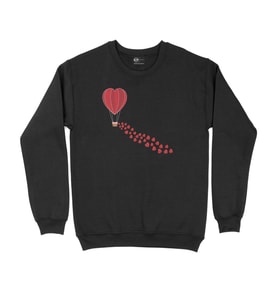 Kalpli Uçan Balonlu Siyah Sweatshirt