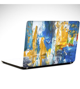 Sarı ve Mavi Geçişler Soyut Laptop Sticker 13 İnch (34X24CM)