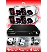 BAYICAM 8 Kameralı Kare 4 İç Kamera Set 100 GB HDD Full HD Gece Görüşlü Güvenlik Kamerası Sistemi