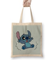 Stitch Raptured Cute Bez Çanta Uzun Saplı