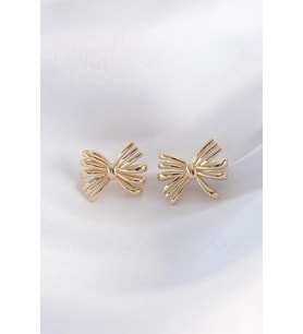 Pirinç Gold Renk Fiyonk Küpe 5886