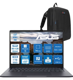Asus Expertbook B5 B5405CCA Intel® Core™ Ultra 5 225H 80GB Ddr5 1tb SSD 14.0-Inch, Wuxga (1920 x 1200) 300NITS WIN11HOME Taşınabilir Bilgisayar U516512B0DH28+ZETTAÇANTA