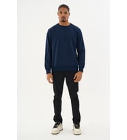 Süperlife Erkek Gri Bisiklet Yaka Ribanalı Regular Fit Sweatshirt spr26swk930 (Lacivert)