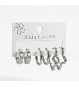 Star Shıne Altılı Halka Küpe Seti - Kp00678