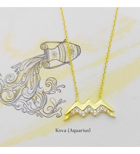 Gümüş Kova Burç Kolye 925 Ayar