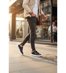 Enoch Erkek Günlük Spor Ayakkabı Kalın Tabanlı Sneaker Yan Etiketli ve Dikişli Sokak Modeli