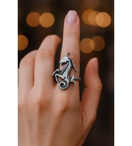 Koç Burcu Simgeli Unisex Ayarlanabilir Metal Yüzük