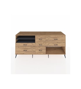 Kronos Konsol 2 Raflı 7 Çekmeceli  220x59x99 Çam-Antrasit/Çam