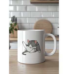 Sevimli Kedi Desenli 330ml Baskılı Beyaz Seramik Kupa Bardak