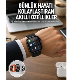 Yeni Nesil Akıllı Saat Müzik Dinleme Bildirim Görme Sesli Asistan Desteği Yeni Nesil