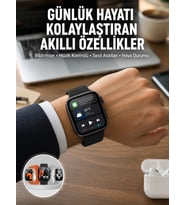 Yeni Nesil Akıllı Saat Müzik Dinleme Bildirim Görme Sesli Asistan Desteği Yeni Nesil
