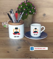 Erkek Polis Hediyeleri Türk Kahvesi Fincanı Kırmızı, Kalemlik Kişiye Özel Hediye (Model 2)