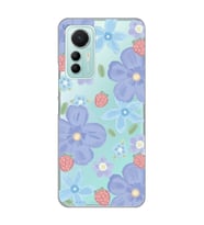 Xiaomi Mi 12 Lite Uyumlu Çiçek ve Çilek Desenli Şeffaf Telefon Kılıfı