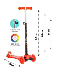 Kırmızı Twist Işıklı Scooter Kırmızı
