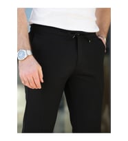 Rahat Şık Kolay Ütülenebilir Slim Fit Kumaş Jogger Pantolon (Siyah)
