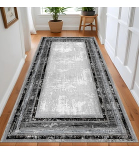 Eliana Home Dijital Baskı Yıkanabilir Kaymaz Taban Salon Halısı Ve Yolluk LN148-FNL453 (Siyah)