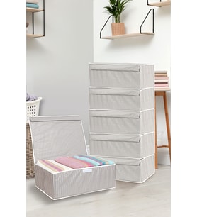 6'lı Kapaklı Çok Amaçlı Hurç Saklama Kutusu Gri 50x40x19 cm