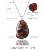 Sertifikalı Gerçek Kırmızı Jasper Taşı Kolye (Çok Renkli)