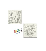Okul Etkinliği-2'li Tuval Boyama Seti. 20x20 Cm Uv Baskı 6 Akrilik Boya 1 Fırça-model-47