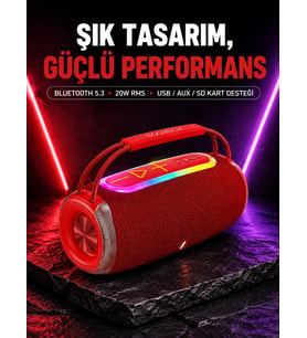 RGB LED Işıklı 20W Taşınabilir Bluetooth Hoparlör IPX6 Suya Dayanıklı
