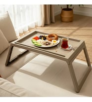 Katlanabilir Yatak Üstü Laptop Sehpası ve Kahvaltı Masası - Tablet ve Telefon Standlı Çok Amaçlı Portatif Çalışma Sehpası (56x36x26 cm) (TOPRAK)