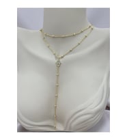 Çift Sıra Gold Zincir Taşlı Fatma Ana Eli Kadın Y 40+5 cm Ayarlanabilir Kolye