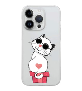 Apple iPhone 14 Pro Uyumlu Kamera Korumalı Tıpalı Kapak Coolcat Tasarımlı ŞeffafKılıf