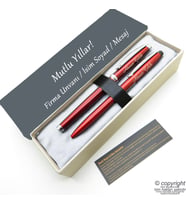 Scrikss İsme Özel Kalem Seti - Parlak Kırmızı Krom Roller Kalem + Tükenmez Set (Karışık)