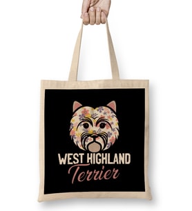 West Highland White Terrier Owner Floral Dog Breed Westie Bez Çanta Uzun Saplı