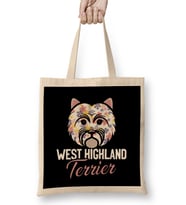 West Highland White Terrier Owner Floral Dog Breed Westie Bez Çanta Uzun Saplı