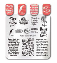BORN PRETTY STAMPER DESEN PLAKASI RETRO SCRIPT X30