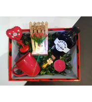 Sevgililer günü hediye kutusu Cold brew- home ışıklı led çiçek-kırmızı kupa-mum-love-