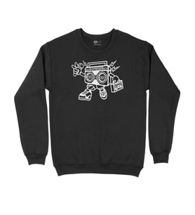 Boom Box Beyaz Robotlu Siyah Sweatshirt
