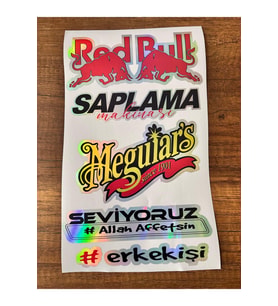 Araç Arka Cam Yazısı Hologramlı Yan kapı, Yan Cam Stickerı Redbull
